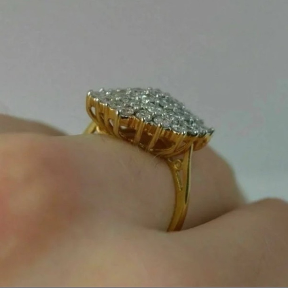 14KT Yellow Gold 3CT Halo Diamond Cluster Engagement Wedding Ring - Picture 4 of 10